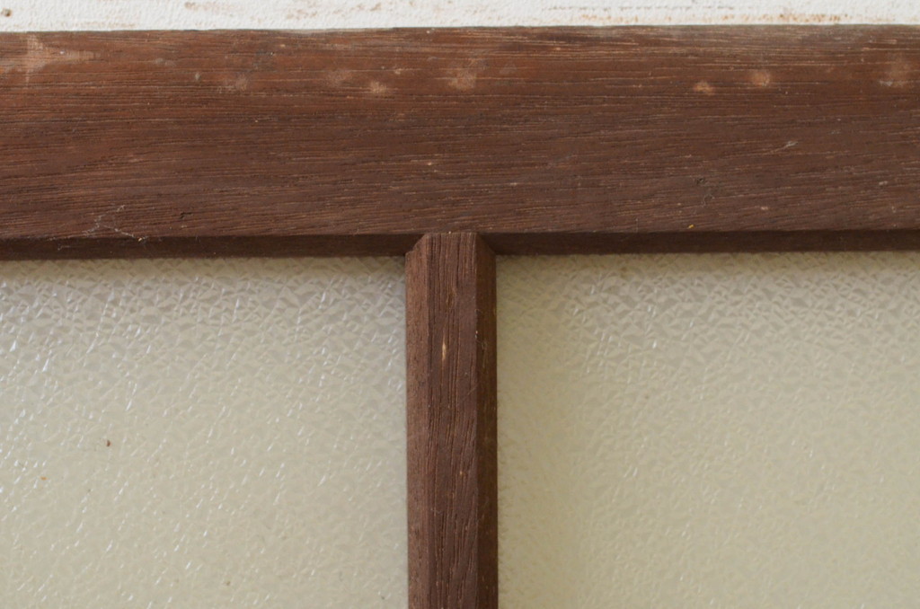 アンティーク建具　古い木味が魅力的なガラス戸1枚(引き戸、格子戸)(R-071924)