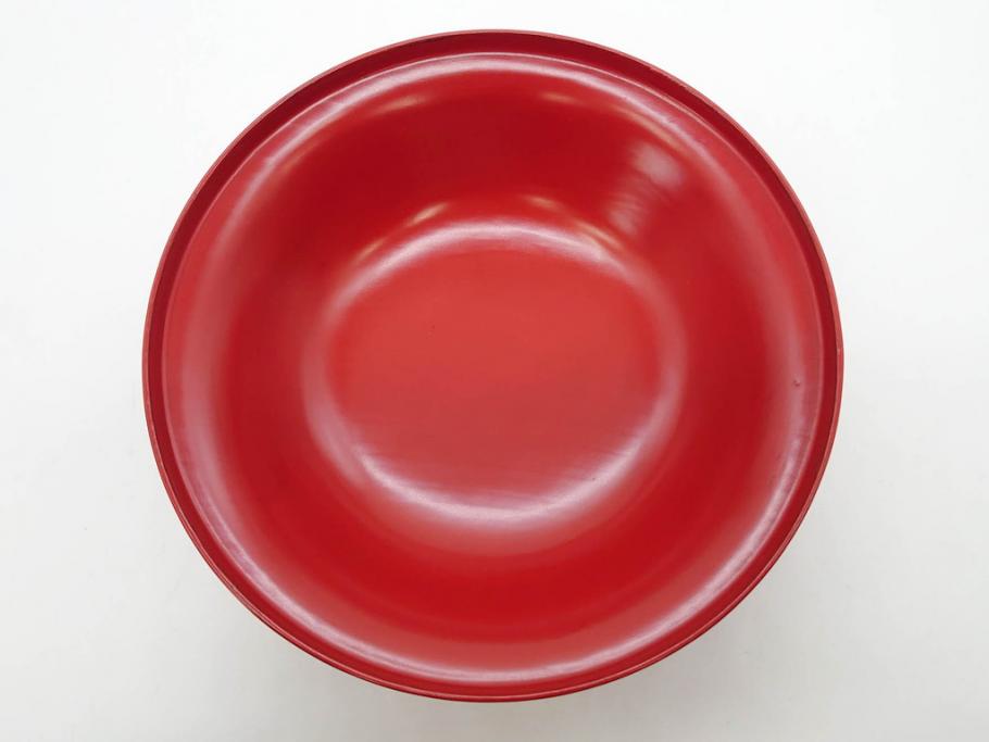 明治期　朱塗　木製椀　食卓を明るく彩る煮物椀10客セット(漆器、和食器、汁椀、蓋付き、吸物椀、お椀、共箱付き)(R-079687)