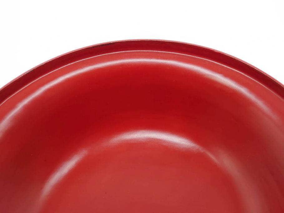 明治期　朱塗　木製椀　食卓を明るく彩る煮物椀10客セット(漆器、和食器、汁椀、蓋付き、吸物椀、お椀、共箱付き)(R-079687)