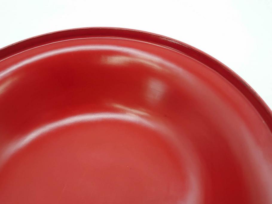 明治期　朱塗　木製椀　食卓を明るく彩る煮物椀10客セット(漆器、和食器、汁椀、蓋付き、吸物椀、お椀、共箱付き)(R-079687)