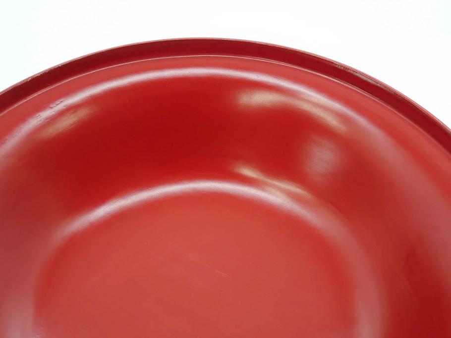明治期　朱塗　木製椀　食卓を明るく彩る煮物椀10客セット(漆器、和食器、汁椀、蓋付き、吸物椀、お椀、共箱付き)(R-079687)