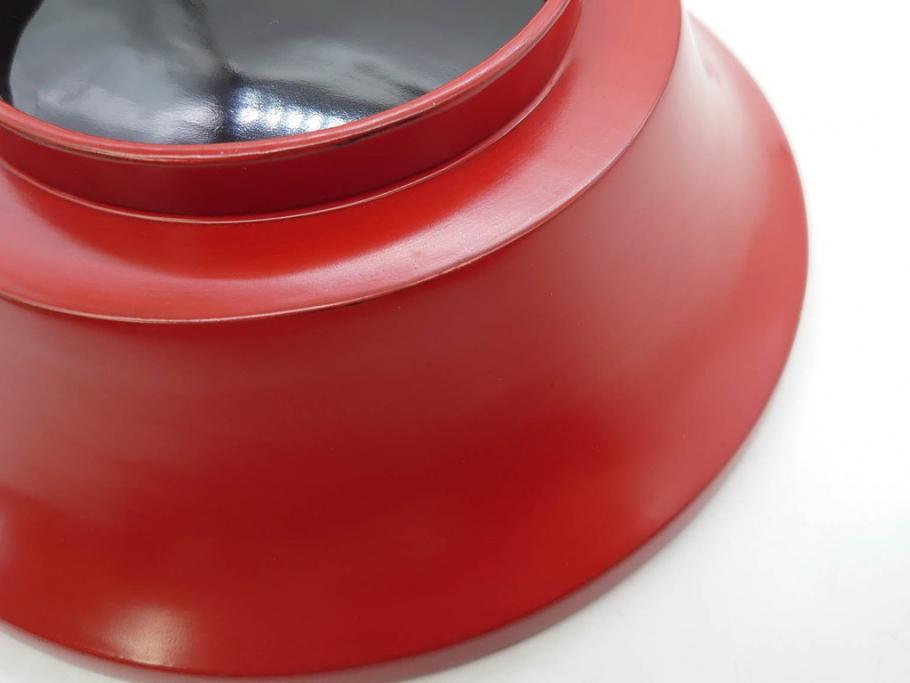 明治期　朱塗　木製椀　食卓を明るく彩る煮物椀10客セット(漆器、和食器、汁椀、蓋付き、吸物椀、お椀、共箱付き)(R-079687)
