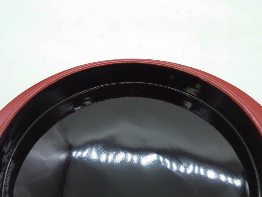 明治期　朱塗　木製椀　食卓を明るく彩る煮物椀10客セット(漆器、和食器、汁椀、蓋付き、吸物椀、お椀、共箱付き)(R-079687)