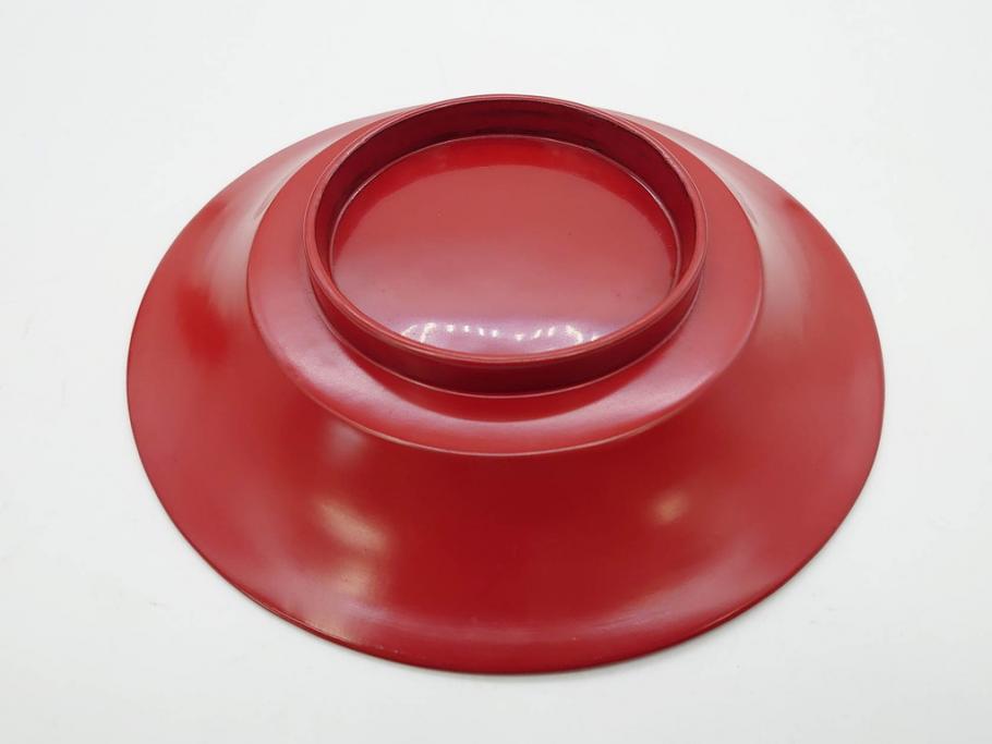 明治期　朱塗　木製椀　食卓を明るく彩る煮物椀10客セット(漆器、和食器、汁椀、蓋付き、吸物椀、お椀、共箱付き)(R-079687)