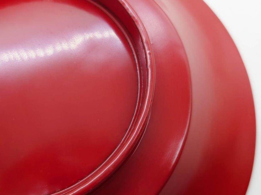 明治期　朱塗　木製椀　食卓を明るく彩る煮物椀10客セット(漆器、和食器、汁椀、蓋付き、吸物椀、お椀、共箱付き)(R-079687)
