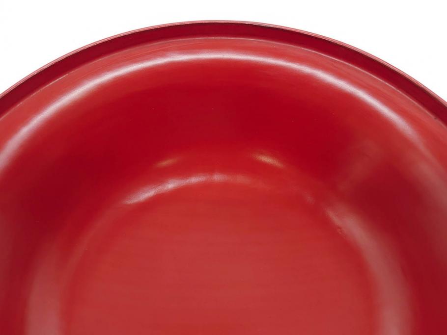 明治期　朱塗　木製椀　艶やかな漆が美しい煮物椀10客セット(漆器、和食器、汁椀、蓋付き、吸物椀、お椀、共箱付き)(R-079688)