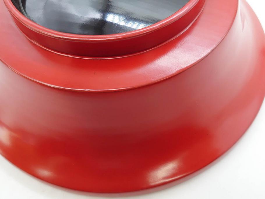 明治期　朱塗　木製椀　艶やかな漆が美しい煮物椀10客セット(漆器、和食器、汁椀、蓋付き、吸物椀、お椀、共箱付き)(R-079688)