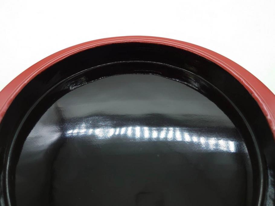 明治期　朱塗　木製椀　艶やかな漆が美しい煮物椀10客セット(漆器、和食器、汁椀、蓋付き、吸物椀、お椀、共箱付き)(R-079688)