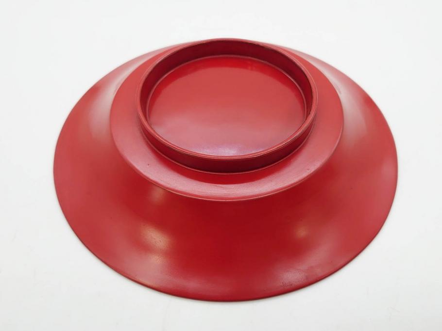 明治期　朱塗　木製椀　艶やかな漆が美しい煮物椀10客セット(漆器、和食器、汁椀、蓋付き、吸物椀、お椀、共箱付き)(R-079688)