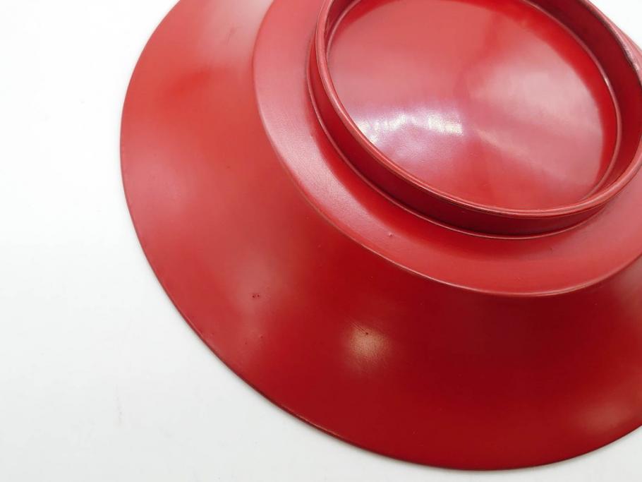 明治期　朱塗　木製椀　艶やかな漆が美しい煮物椀10客セット(漆器、和食器、汁椀、蓋付き、吸物椀、お椀、共箱付き)(R-079688)