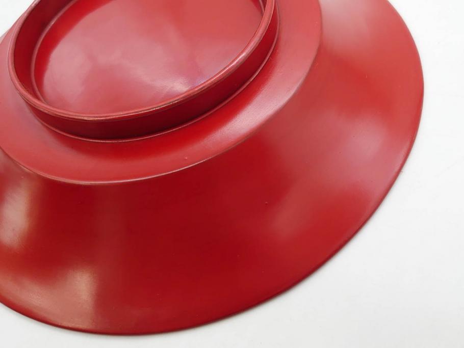 明治期　朱塗　木製椀　艶やかな漆が美しい煮物椀10客セット(漆器、和食器、汁椀、蓋付き、吸物椀、お椀、共箱付き)(R-079688)