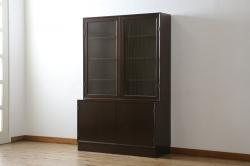 アンティーク家具　アンティークペイント　金網扉のウォールラック