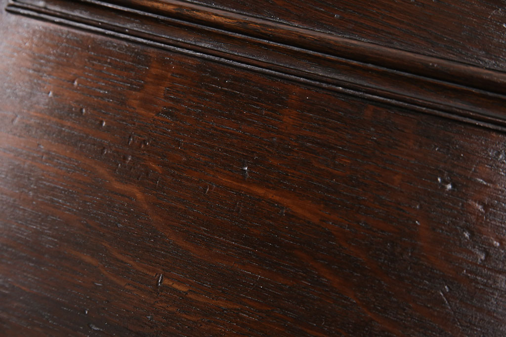 イギリスアンティーク　オーク材　ジャコビアン様式の凝った作りが魅力!レザートップ天板が贅沢なライティングビューロー(簿記机、在宅ワーク、在宅用デスク)(R-049705)
