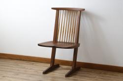 和製ビンテージ　美品　ジョージナカシマ　コノイドチェア(CONOID CHAIR)　CN101　スタイリッシュな佇まいのサイドチェア(ジョージ・ナカシマ、板座チェア、ダイニングチェア、椅子、イス、ヴィンテージ)(R-079712)