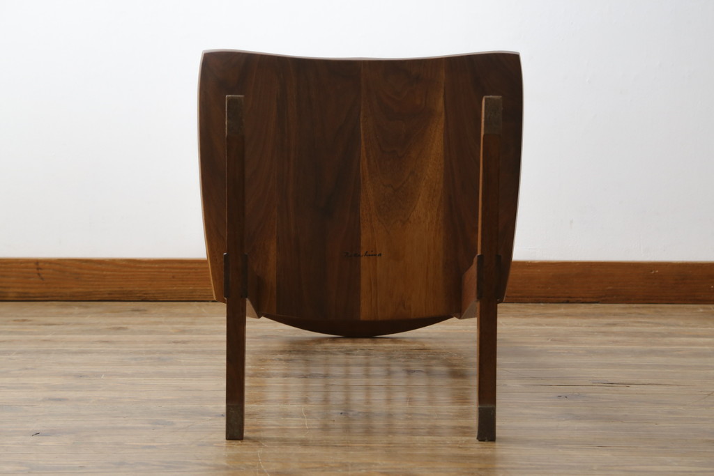 和製ビンテージ　美品　ジョージナカシマ　コノイドチェア(CONOID CHAIR)　CN101　スタイリッシュな佇まいのサイドチェア(ジョージ・ナカシマ、板座チェア、ダイニングチェア、椅子、イス、ヴィンテージ)(R-079713)