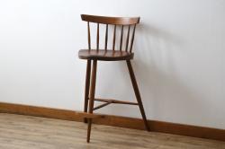 和製ビンテージ　美品　ジョージナカシマ　MIRA CHAIR H(ミラチェアH)　CN107　滑らかデザインが美しいカウンターチェア(ジョージ・ナカシマ、バーチェア、板座チェア、ダイニングチェア、椅子、イス、ハイチェア、ヴィンテージ)(R-079709)