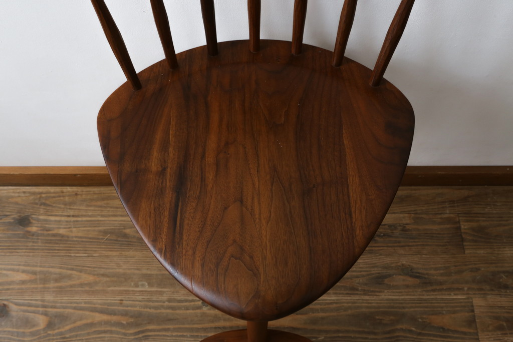 和製ビンテージ　美品　ジョージナカシマ　MIRA CHAIR H(ミラチェアH)　CN107　滑らかデザインが美しいカウンターチェア(ジョージ・ナカシマ、バーチェア、板座チェア、ダイニングチェア、椅子、イス、ハイチェア、ヴィンテージ)(R-079709)