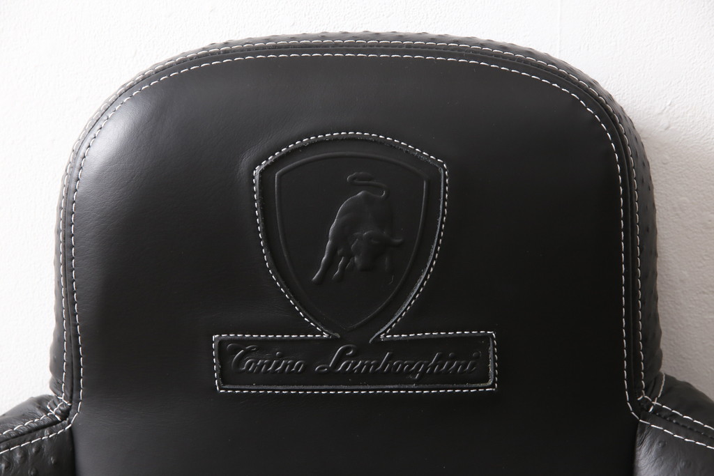 中古　展示美品　トニーノ・ランボルギーニ(Tonino Lamborghini)　Formitalia(フォルミタリア)購入 本革　オーストリッチ　オフィスチェア(レザー、デスクチェア、ドクターチェア、椅子、アームチェア、回転チェア)(定価約100万円)(R-055600)