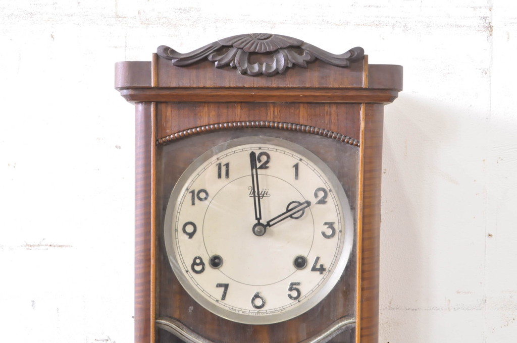 和製アンティーク　Meiji(明治時計社)　懐かしい雰囲気が魅力の掛け時計(柱時計、古時計、振り子時計)(R-072422)