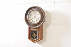 レトロ雑貨　ANSONIA(アンソニア)　テンプ式　シンプルモダンな柱時計(掛け時計、古時計)(R-037778)
