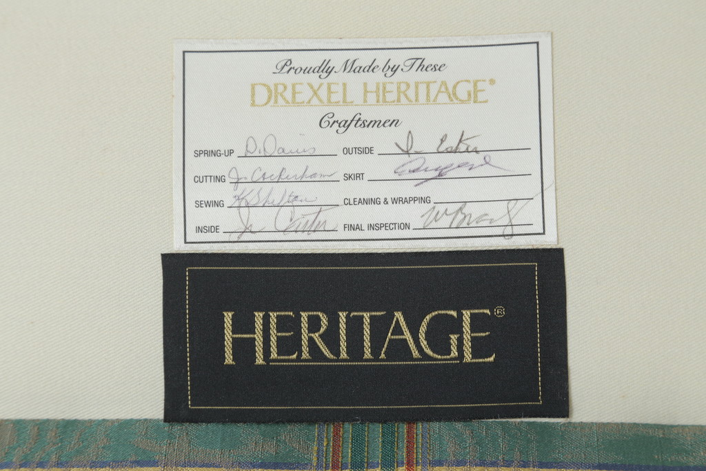 中古　アメリカ輸入モデル　DREXEL HERITAGE(ドレクセルヘリテイジ)　アメリカンクラシックなチェック柄が目を引く3人掛けソファ(三人掛けソファ、3P、トリプルソファ、アームソファ)(R-066821)