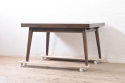 デンマークビンテージ　北欧ヴィンテージ　チーク材　すっきりとした佇まいが魅力的なエクステンションテーブル(ダイニングテーブル、4人掛け、6人掛け、8人掛け、伸長式、食卓、作業台)(R-063542)