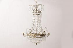 フランスアンティーク　品のある佇まいが美しいキャンドルホルダー付きシャンデリア(天井照明、吊り下げ照明)(R-056159)