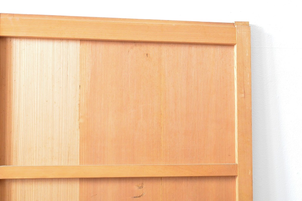 アンティーク建具　杉材　美しい柾目が目を引く板戸2枚セット(引き戸、建具)(R-059208)