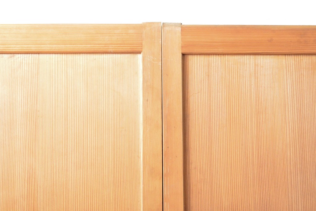 アンティーク建具　杉材　美しい柾目が目を引く板戸2枚セット(引き戸、建具)(R-059209)