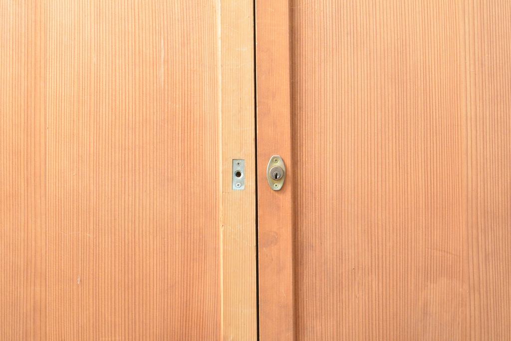 アンティーク建具　杉材　美しい柾目が目を引く板戸2枚セット(引き戸、建具)(R-059209)