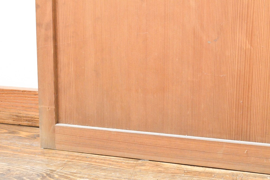 アンティーク建具　杉材　美しい柾目が目を引く板戸2枚セット(引き戸、建具)(R-059209)