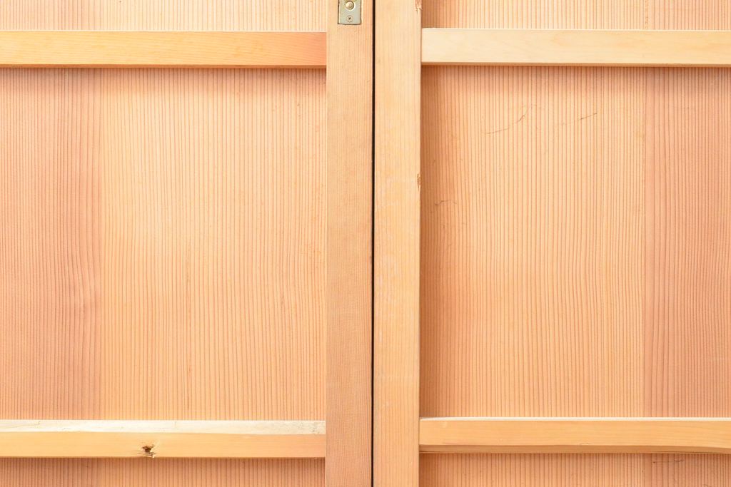 アンティーク建具　杉材　美しい柾目が目を引く板戸2枚セット(引き戸、建具)(R-059209)