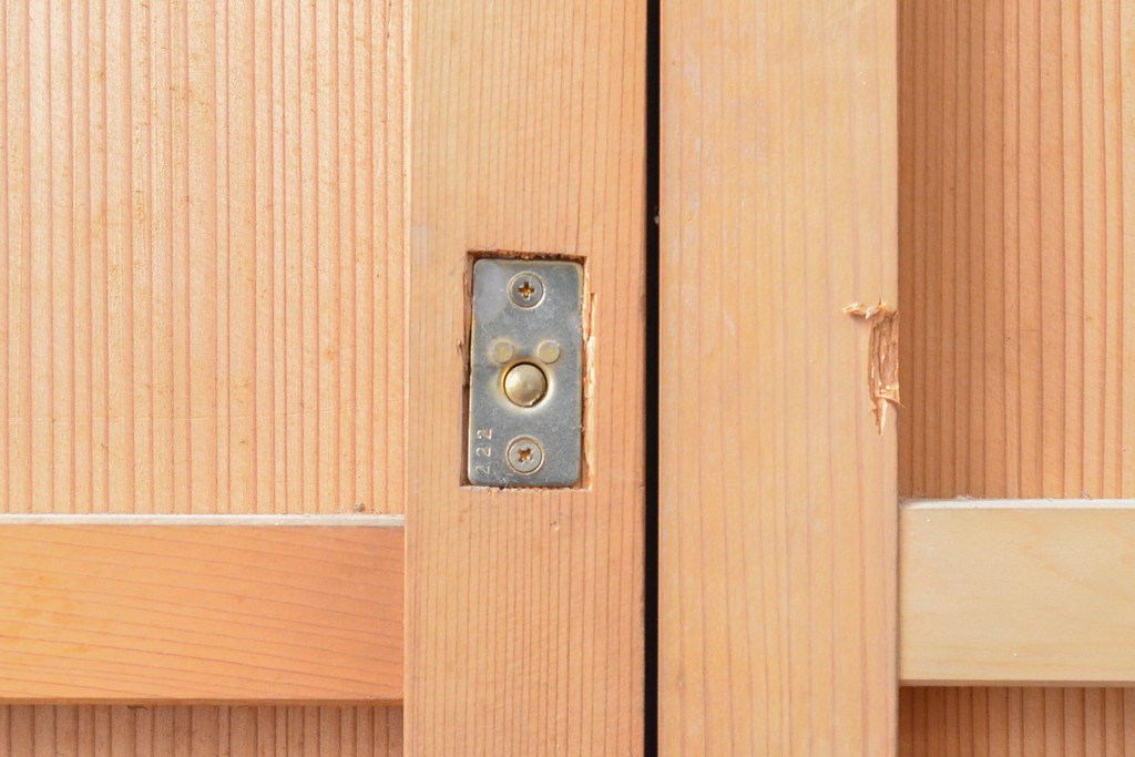 アンティーク建具　杉材　美しい柾目が目を引く板戸2枚セット(引き戸、建具)(R-059209)