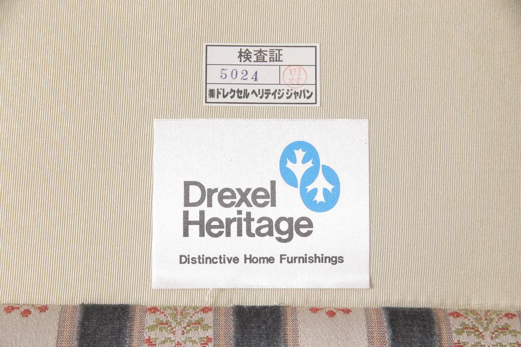 中古　美品　DREXEL HERITAGE(ドレクセルヘリテイジ)　Upholstery(アップホルスタリー)　ワンランク上の上質なお部屋作りにぴったりの3人掛けソファ(アームソファ、3P)(R-054978)