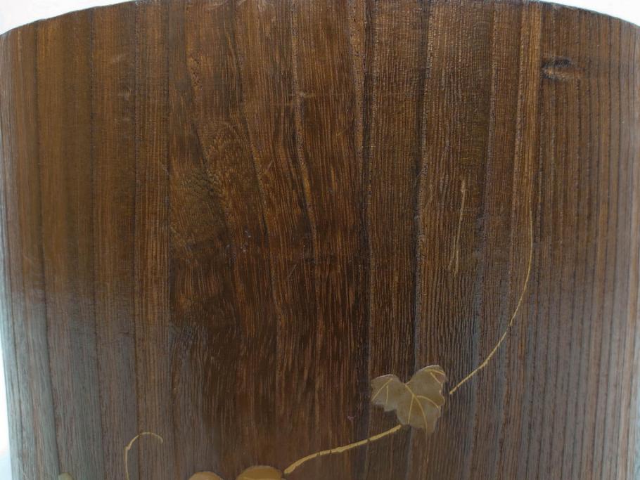 大正～昭和初期　蒔絵　牡丹　お部屋を上品に演出する火鉢(ぼたん、漆芸、木製、丸火鉢、手あぶり)(R-079692)　
