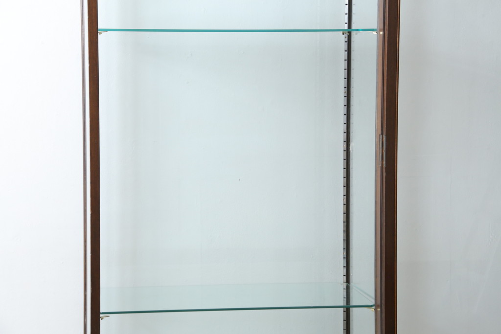 イギリスアンティーク　Dudley&Co.Ltd.　HOLLOWAY.LONDON.　N.7.　マホガニー材　落ち着きのある佇まいが上品な縦型ガラスケース(ショーケース、Gケース、陳列棚、飾り棚、コレクションケース、キャビネット、店舗什器、英国)(R-079728)