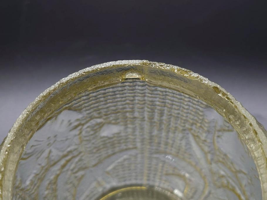 戦前　大正～昭和初期　花のデザインが魅力のあめや瓶(菓子瓶、砂糖壷、キャンディーポット、ガラス瓶、ガラスビン、蓋(フタ)付き、ペロペロ、飴屋)(R-076769)