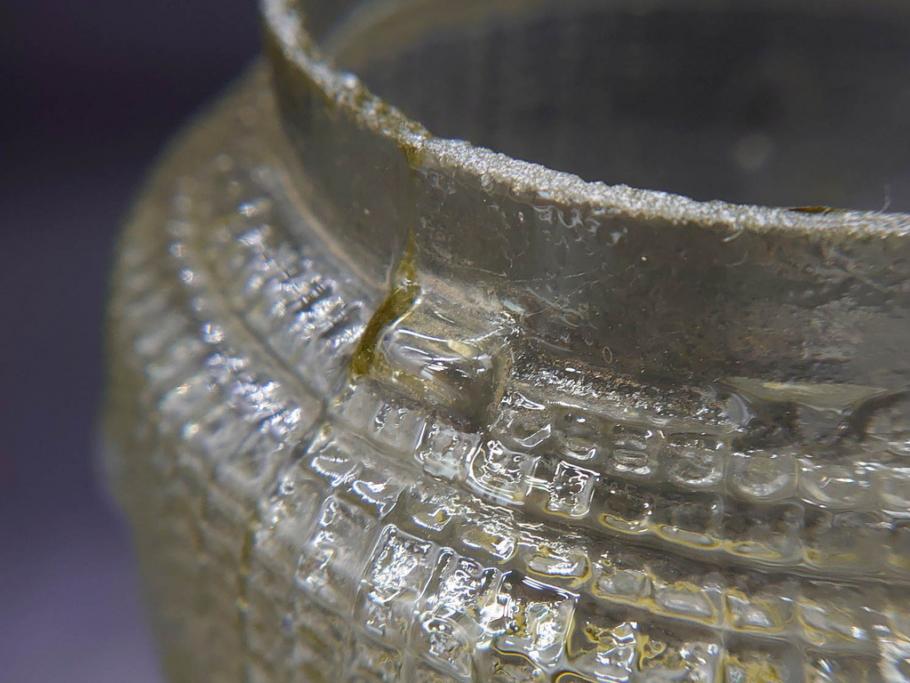 戦前　大正～昭和初期　花のデザインが魅力のあめや瓶(菓子瓶、砂糖壷、キャンディーポット、ガラス瓶、ガラスビン、蓋(フタ)付き、ペロペロ、飴屋)(R-076769)