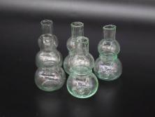 戦前　当時物　瓢箪型　可愛らしいフォルムのニッキ水瓶5個セット(桜3つ、花、豆ガラス、ちびニッキ水、ガラス容器、駄菓子屋ビン、ペロペロ、レトロガラス、一輪挿し、ひょうたん)(R-077067)