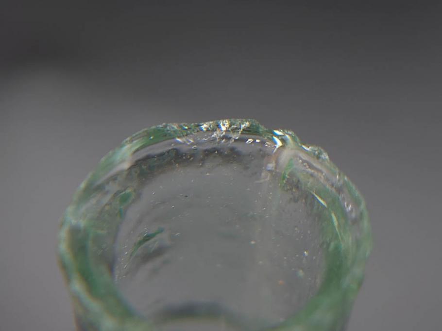 戦前　当時物　瓢箪型　可愛らしいフォルムのニッキ水瓶5個セット(桜3つ、花、豆ガラス、ちびニッキ水、ガラス容器、駄菓子屋ビン、ペロペロ、レトロガラス、一輪挿し、ひょうたん)(R-077067)