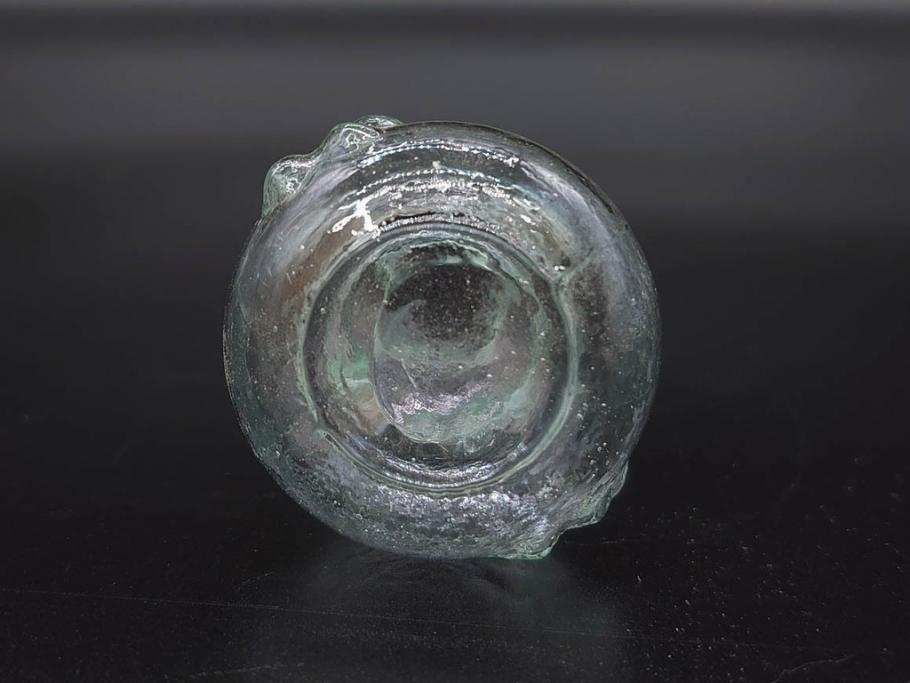 戦前　当時物　瓢箪型　可愛らしいフォルムのニッキ水瓶5個セット(桜3つ、花、豆ガラス、ちびニッキ水、ガラス容器、駄菓子屋ビン、ペロペロ、レトロガラス、一輪挿し、ひょうたん)(R-077067)