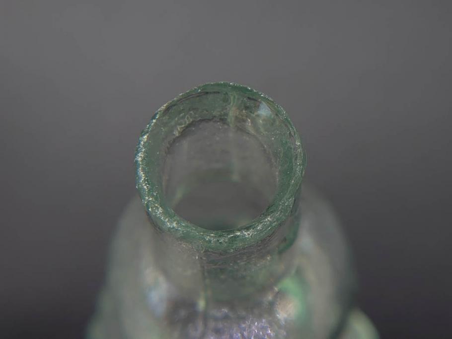 戦前　当時物　瓢箪型　可愛らしいフォルムのニッキ水瓶5個セット(桜3つ、花、豆ガラス、ちびニッキ水、ガラス容器、駄菓子屋ビン、ペロペロ、レトロガラス、一輪挿し、ひょうたん)(R-077067)