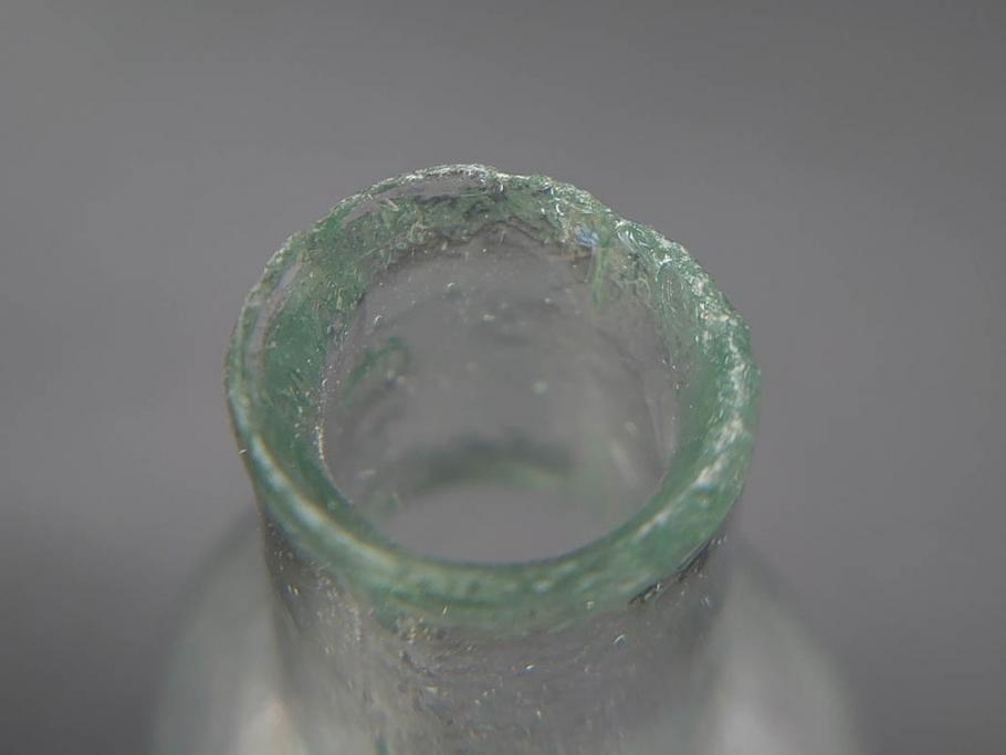 戦前　当時物　瓢箪型　可愛らしいフォルムのニッキ水瓶5個セット(桜3つ、花、豆ガラス、ちびニッキ水、ガラス容器、駄菓子屋ビン、ペロペロ、レトロガラス、一輪挿し、ひょうたん)(R-077067)