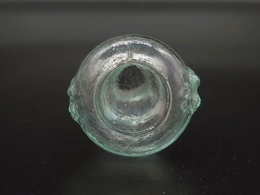戦前　当時物　瓢箪型　可愛らしいフォルムのニッキ水瓶5個セット(桜3つ、花、豆ガラス、ちびニッキ水、ガラス容器、駄菓子屋ビン、ペロペロ、レトロガラス、一輪挿し、ひょうたん)(R-077067)