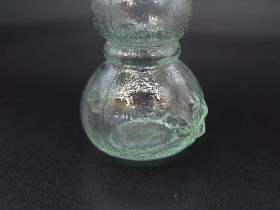 戦前　当時物　瓢箪型　可愛らしいフォルムのニッキ水瓶5個セット(桜3つ、花、豆ガラス、ちびニッキ水、ガラス容器、駄菓子屋ビン、ペロペロ、レトロガラス、一輪挿し、ひょうたん)(R-077067)