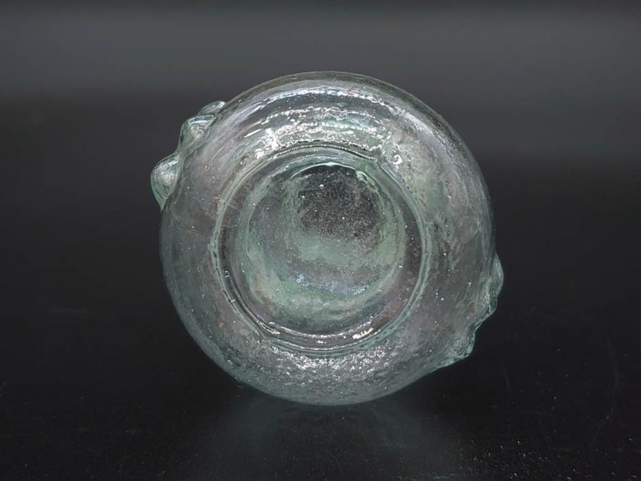 戦前　当時物　瓢箪型　可愛らしいフォルムのニッキ水瓶5個セット(桜3つ、花、豆ガラス、ちびニッキ水、ガラス容器、駄菓子屋ビン、ペロペロ、レトロガラス、一輪挿し、ひょうたん)(R-077067)
