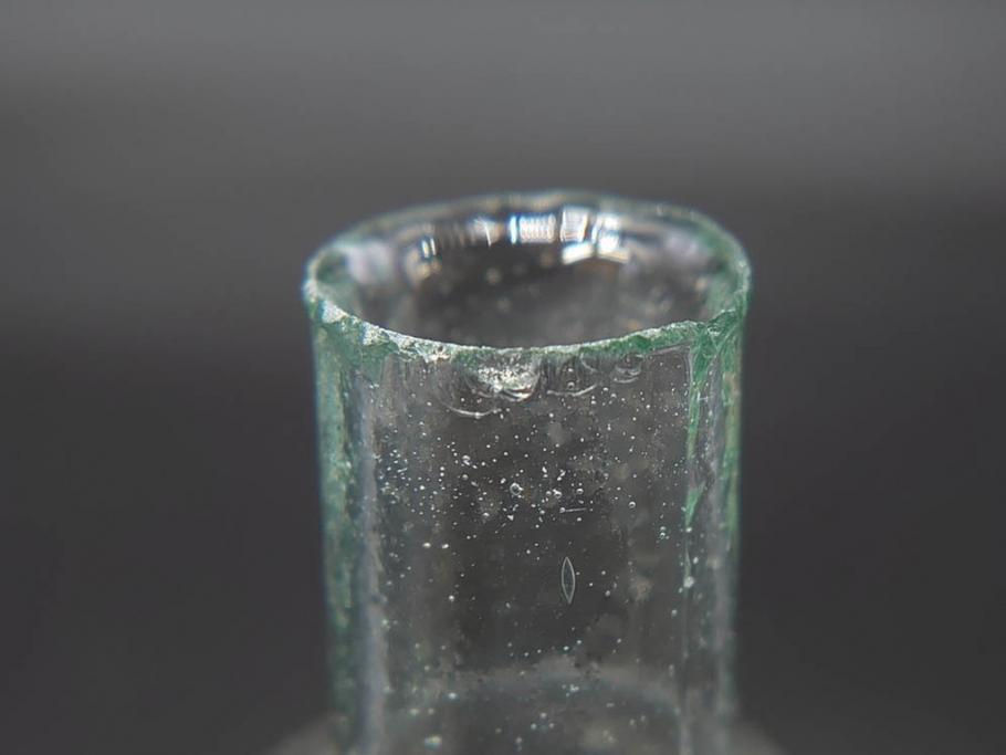 戦前　当時物　瓢箪型　可愛らしいフォルムのニッキ水瓶5個セット(桜3つ、花、豆ガラス、ちびニッキ水、ガラス容器、駄菓子屋ビン、ペロペロ、レトロガラス、一輪挿し、ひょうたん)(R-077067)