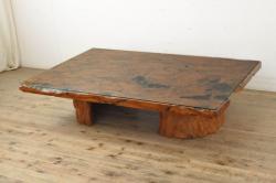 レトロ家具　昭和レトロ　シンプルなデザインの折り畳み式ローテーブル(ちゃぶ台、座卓)(1)