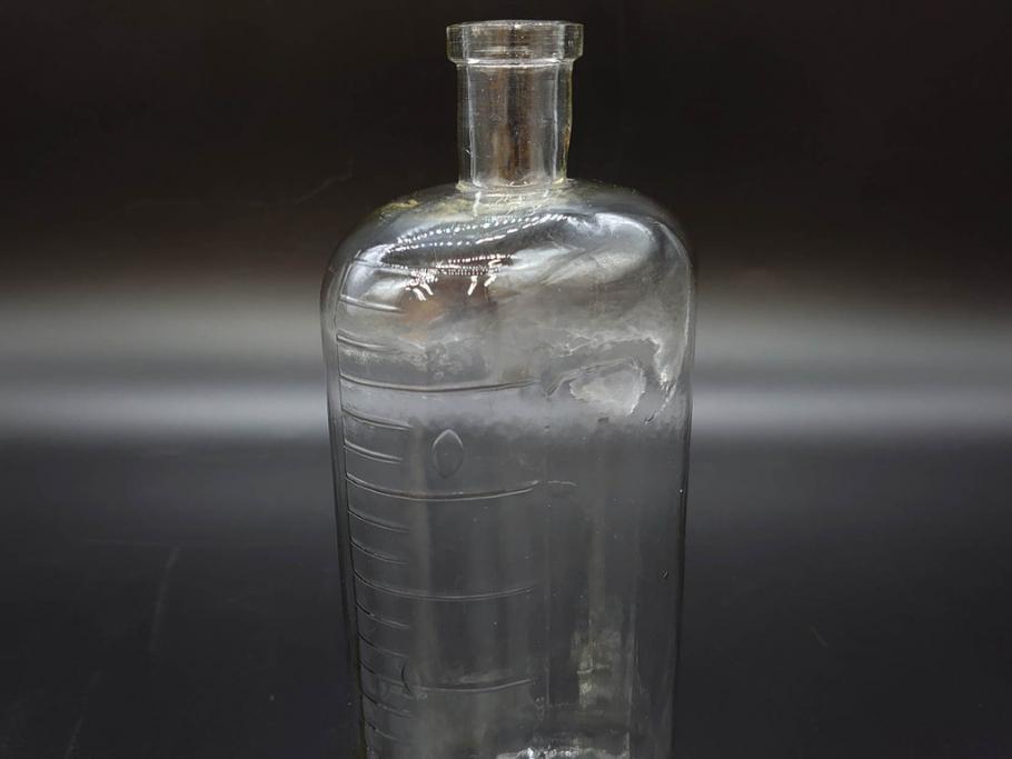大正～昭和初期　時代を重ねた味わいのあるボトル瓶5点セット(ガラスビン、ガラス瓶、硝子、薬瓶、花瓶、花入、花器)(R-076787)