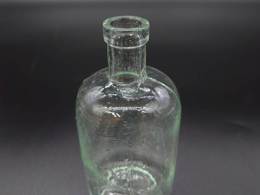 大正～昭和初期　時代を重ねた味わいのあるボトル瓶5点セット(ガラスビン、ガラス瓶、硝子、薬瓶、花瓶、花入、花器)(R-076787)